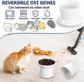 Tanlade 4 Pcs Ceramic Raised Cat Bowls, Elevated Tilted Cat Bowl for Food Water, Stress Free, Backflow Prevention, Dishwasher Microwave Safe, Feeder Dish for Indoor Kitten, Small Dogs(White)