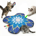 Interactive Cat Toy for Indoor Cats, Touch Activated Automatic Electronic Cat Toy with Sound On/Off, Dual Wands, Non-Slip Suction Cups, Rechargeable Hide and Seek Cat Play Mat for Bored Adult Kittens