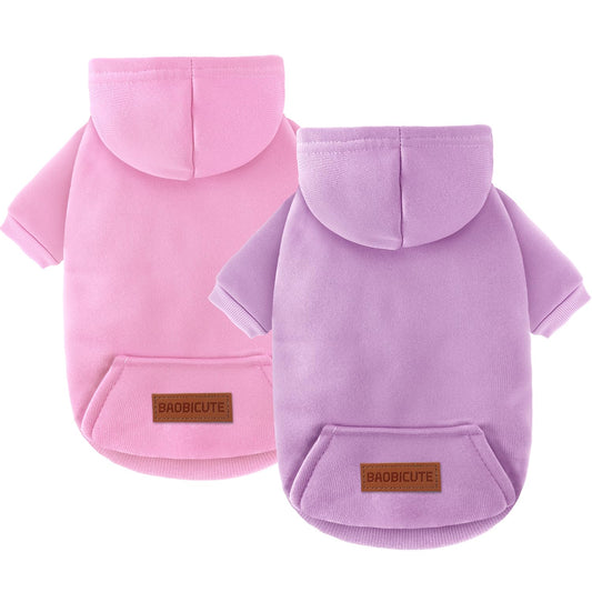 2 Pack Dog Hoodie Warm Hood Dog Sweater Cold Weather Small Dogs Sweatshirt Comfort Pet Clothes for Small Medium Dogs with Pockets Cats Chihuahua Clothes for Male Female Girl Boy Sporty Daily Wear