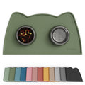 OHMO - Cat Food Mat, Silicone Pet Feeding Mat for Floor Non-Skid Waterproof Dog Water Bowl Tray, Easy to Clean Pet Placemat (Camo Green, 18 * 9.8'')