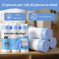 45 Count Tear-Free Waste Drawer Liners Bags Compatible with Litter Box Robot 4/5/3, Thick Self-cleaning Cat Litter Box L