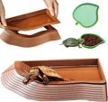 3PCS Tortoise Water Bowl with Ramp Leaf Tortoise Food Water Pool Reptile Bathing Turtle Soaking Dish Aquarium Habitat Ac