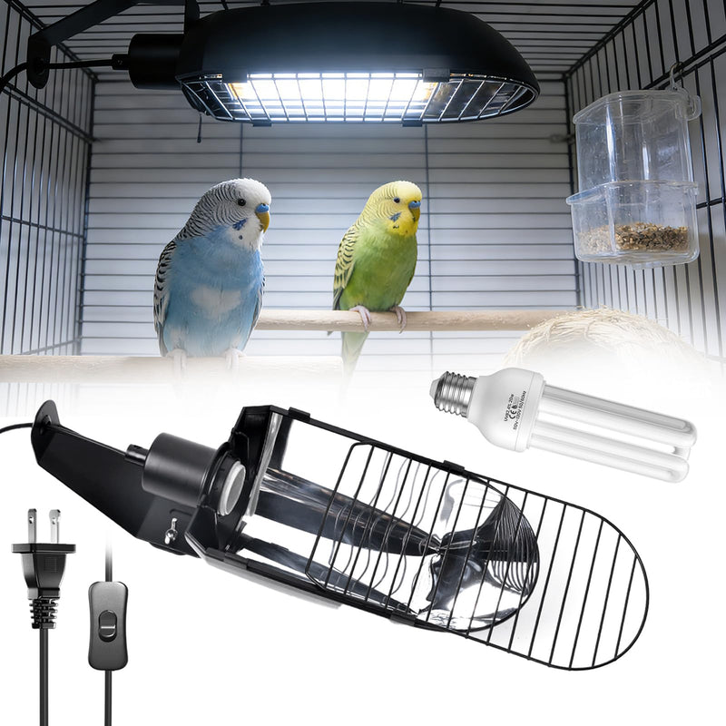 GlowUp UVB 2.4 Bird Cage Light Combo Kit, 20W UVB Bird Light Bulb, Deep U-Shaped Lamp Fixture with Compact Fluorescent Bulb E26 for Captive Birds, Reptiles