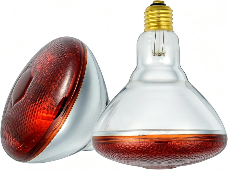 2 Pack 250W Red Heat Lamp Infrared Bulbs PAR38 Glass Lamp Bulb for Food Service, Brooder Bulb, Chicks, Pet, Bathroom, Li