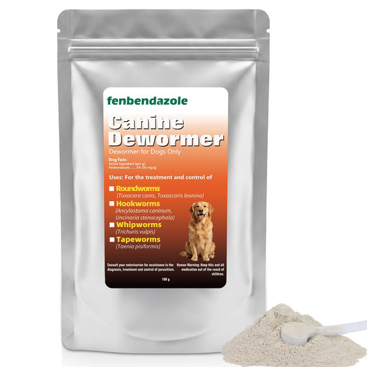 Dewormer for Dogs, Feb-dazo Broad Spectrum Canine Dewormer for All Wormers, Supports Removal of Roundworms, Hookworms, Whipworms and Tapeworms, Dog-Specific Formula, 100g