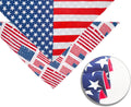 CozyHaus 2PCS Dual-Layer Design Patriotic Dog Bandanas Outfit,Large Summer Triangle Reversible Memorial Day Independence Day American Flag 4th of July Scarf for Big Boy and Girl Dogs Red White Blue