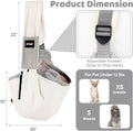 NATUYA Dog Sling Carrier for Small Dogs - Adjustable Padded Strap & Waterproof Lightweight Puppy Travel Bag with 3 Storage Pockets, White Grey