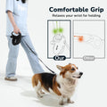 Pecute 32ft Retractable Dog Leash with Reflective Strips, 360° Tangle-Free, One-Button Control & Sturdiness Nylon Material, Long Leash Retractable with Poop Bag Holder for Medium Large Dog