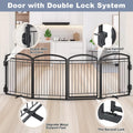Paulmele Full Metal Free Standing Dog Gate with Door for Indoor & Outdoor,96'' Extra Wide 32'' Tall Dog Gate for The Doorways,Large Openings,Decks,Porch,Pet Freestanding Safety Fence(4 Panels,Black)