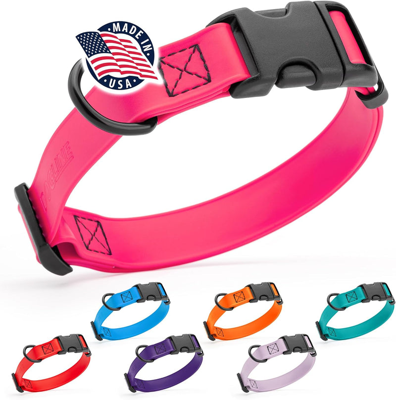 Dogline Biothane Waterproof Dog Collar with Quick Release Buckle Strong Coated Nylon Webbing with Odor- Proof for Easy C