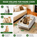 KalraMay XXXL/XXL Extra Large Stainless Steel Litter Box, Cool Gray