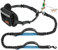Kytely Hands Free Dog Leash with Zipper Pouch, Wide Padded Waist Dog Running Leash for Medium and Large Dogs, Dual Padded Handles, Retractable Bungee for Walking Jogging Training Hiking