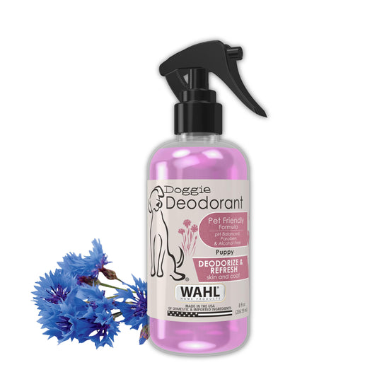 Wahl USA Cornflower Scented Pet Deodorant Spray for All Dogs & Cats – Clean Fresh Smell Refreshes & Deodorizes – 8 oz - Model 820009A