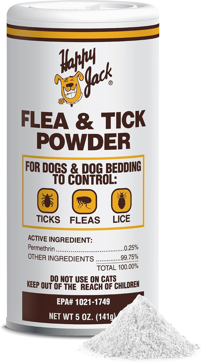 Happy Jack Flea and Tick Powder for Dogs & Puppies, Odorless, 5 oz