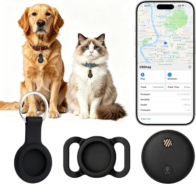 GPS Tracker for Dogs, Smart Dog Tracker with Real-Time Location, for Android and iPhone No Monthly Fee & No SIM Card- Pe