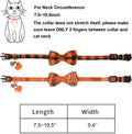 PTDECOR Fall Cat Collars with Bow, Thanksgiving Orange Plaid Cat Collars