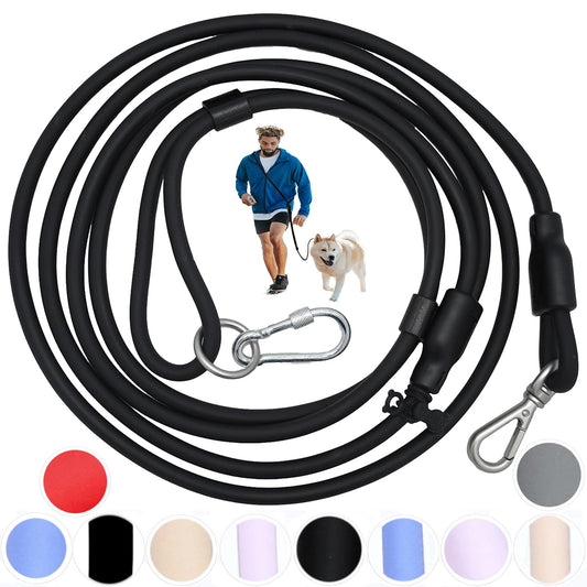Tiesenci Hands Free Dog Leash Crossbody & Waist for Walking, 9-in-1 No Pull Dog Harness & Leash Set, Heavy Duty Waterproof Slip Lead for Large Medium Breeds (20-120lbs, Black)