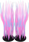 Aquarium Glowing Kelp Plant, Soft Silicone Glowing Decorations Pink 2pcs
