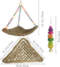 MUYG Large Seagrass Mat for Birds,Triangle Cockatiel Seagrass Hammock Natural Woven Sea Grass Mats for Birds,Parrot Foraging Grass Swing Toys for Medium Parakeets Lovebirds Cockatoos