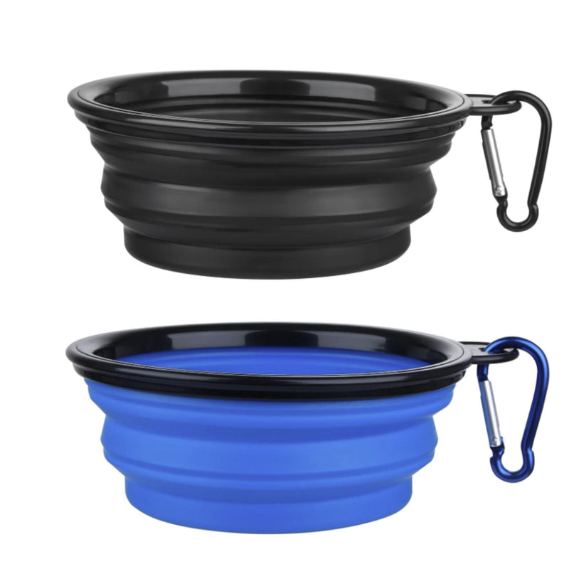 Collapsible Bowl Pet, 2 Pack, Large, Dog Water, Great for Cats and Dogs, Portable Pet Feeding Watering Dish for Walking Parking Traveling with 2 Carabiners, Travel, Hiking