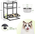 CACHOLIV Elevated Cat Bowl Stand Feeding Station, 3-Tier Cat Food Organizer & Storage, Pet Feeding Station with Cat Table, Cat Food Stand for Large Medium Cats, 3 Height Adjustable, Black