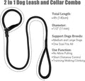 Strong Slip Rope Dog Training Leash (4ft) - Heavy Duty Durable Braided Nylon Lead with Rubber Stopper & Padded Handle - Large Medium Small Dogs No Pull Walking (Black, 1/2" x 4ft)