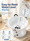 Yedio Porcelain Raised Cat Bowl, No Spill Cat Water Bowl with Anti Slip Band, Elevated Porcelain Pet Bowl Protect Pet's Spine, Large Capacity Pet Water Bowl, 15 oz, Dishwasher Safe