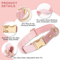 DOGWONG PU Leather Dog Collars for Small Dogs,Classic Adjustable Pink Dog Collars with Quick Release Metal Buckle,Easy C