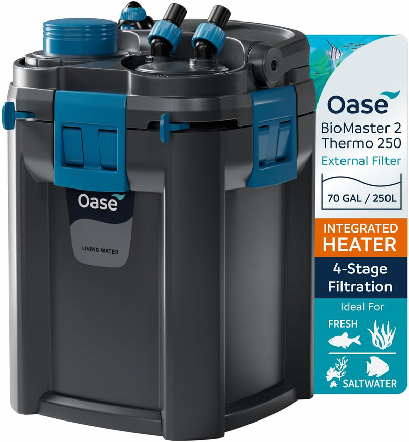 OASE BioMaster 2 Thermo 250 Canister Filter for Aquariums – External Aquarium Filter with Built-in Heater – EasyClean Pr