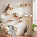 6-in-1 Cat Wall Shelves for Large Cats, Wall Mounted Climber with Hammock