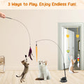 Depets Cat Wand Toy, 15 Pcs Interactive Cat Feather Toys for Indoor Self Play & Exercise, 2 Play Modes Kitten Teaser Wand, Reusable Suction Cup Kitten Toys