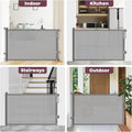Cideny Retractable Baby Gate for Stairs & Doorways, Mesh Dog Gate Indoor Outdoor, Extends to 55" Wide 34" Tall Child Gate for Hallways, Deck, Porch, Pet Toddler Safety Essentials, Easy Install, Grey