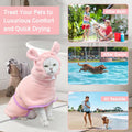 Fnaobai Pet Bathrobe for Dog Cat Absorbently Quick Drying Coat Cute Dogs Bath Towel Hooded Robe Adjustable Collar & Belly Strap for Pool Beach (Pink, X-Small)