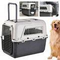 Large Travel Dog Crate Airline Approved, Hard-Sided Pet Kennel with Removable Wheels, for Large Dogs Car SUV Truck, Travel and Home (33.1" L x 21.6" W x 25.2" H)