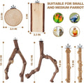 LIMIO 6-Piece Bird Perch Set - Natural Wood Grape Sticks, Paw Grinding Forks, Bird Stand & Toys for Parakeets, Cockatiels, Conure, Budgies