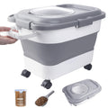 DDMOMMY 15-23 Lbs Dog Food Storage Container, Collapsible Dog Food Container with Airtight Lid, Wheels, Handle, Large Cat Food Storage Container with Scoop, Dog Bowl for Dog Cat