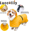 Luccalily Dog Poncho Hooded Raincoat for Puppies & Small to Large Dogs, Reflective Strips for Night Safety, Lightweight & Adjustable Fit (Small, Yellow)