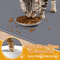 Cat Food Mat 51" x 26" Large Silicone Mat with Raised Edge Gray
