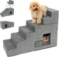 Dog Stairs for Small Dogs 27”H, 6-Step Dog Steps for High Bed, High-Density Foam Pet Stairs with Non-Slip Removable Wash