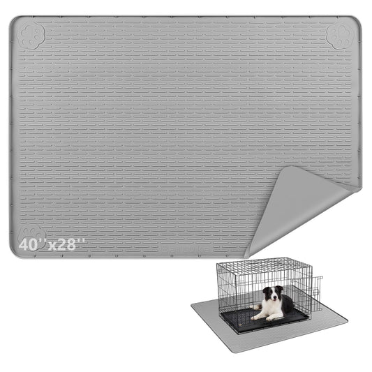 Bartuke Silicone Dog Crate Mat, 40"x 28" Under Dog Crate Kennel Pad with Raised Edge, Washable Dogs Bed Mat, Waterproof, Leakproof, Protect Floors (Green)