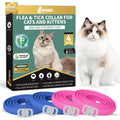 4 Pack Flea Collar for Cats, 32 Months Flea and Tick Prevention for Cat, Waterproof & Natural Cat Flea and Tick Treatment, Adjustable for Cats Kittens(Blue&Pink)