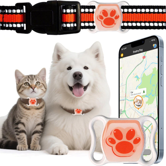 Pet GPS Tracker for Dogs & Cats - No Monthly Fee/Subscription, Free Pet Collar Included | Waterproof, Anti-Lost, Real-Time Tracking Collar | 368-Day Long Battery Life | Compatible with iOS & Android