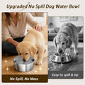 PurazQyn Dog Water Bowl No Spill, 1.5L/50oz Stainless Steel Slow Water Bowl for Dogs, Spill Proof Dog Bowl with Anti-Splash & Non-Slip, Slow Drinking Water Bowl Dispenser for Messy Drinkers (Silver)