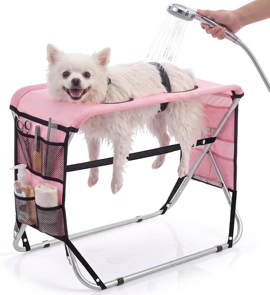 Pet Grooming Hammock for Dogs, Stainless Steel Foldable Support for Elderly Dogs & Cats Under 30lbs, Nail Trimming, Groo