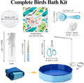 Large Automatic Bird Bath Shower, Portable Bird Bathtub with Water Pump & 4-in-1 Grooming Kit, Parrot Bathtub for Parake