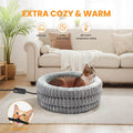 Heated Cat Bed Indoor, 20" Round Donut Deep Sleep Calming Heated Pet Beds for Cats and Small Dogs, Comfort Electric Ther