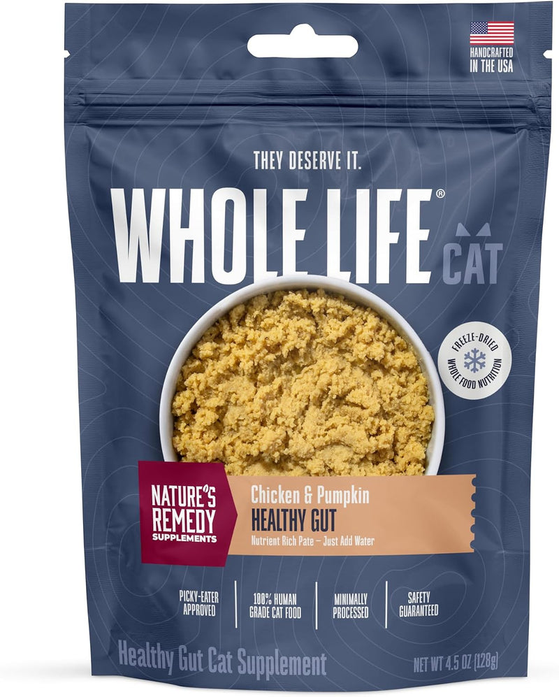 Whole Life Pet Healthy Gut Daily Cat Supplements, Cat Probiotics for Constipation Relief, Anti Diarrhea, Vomit Remedy & 