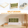 3-in-1 Wooden Rabbit Hay Feeder with Litter Box