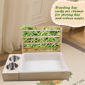 Rabbit Hay Feeder with Litter Box, 3 in 1 Wooden Bunny Feeder, Small Animal Hay Holder Rack for Rabbit, Guinea Pig, Hams