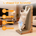 Goosheep Cat Scratching Post, 3-in1 Scratching Board for Indoor Cats, 2PK 22in L-Shaped Cat Scratcher with 1PK Cardboard Box Scratch Pad, Cats Scratch Furniture Protector with Feathered Toy